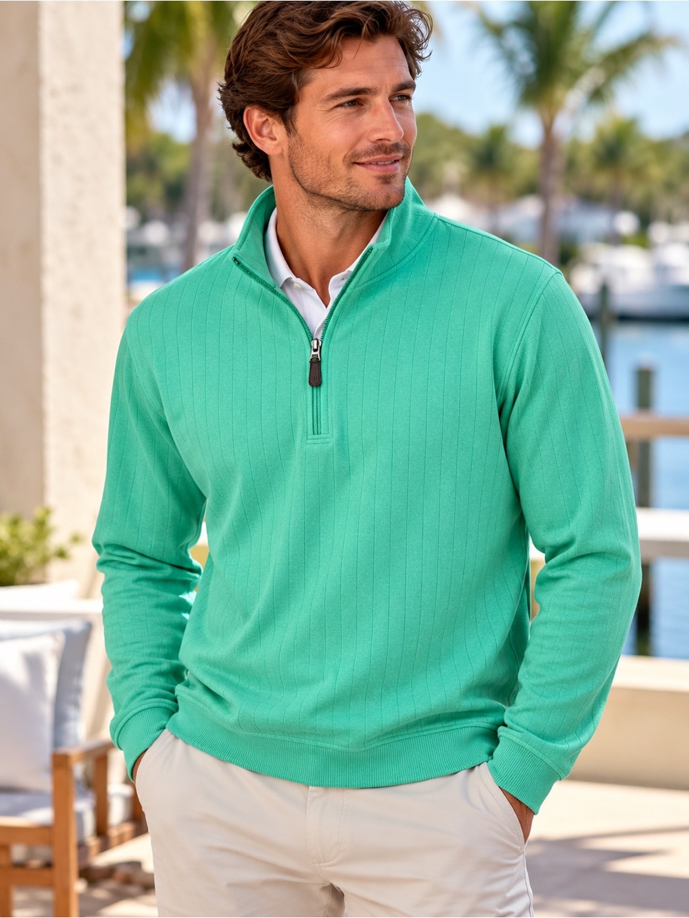 FootJoy Men’s Large Quarter Zip Golf Pullover Mint Green shorts size  L